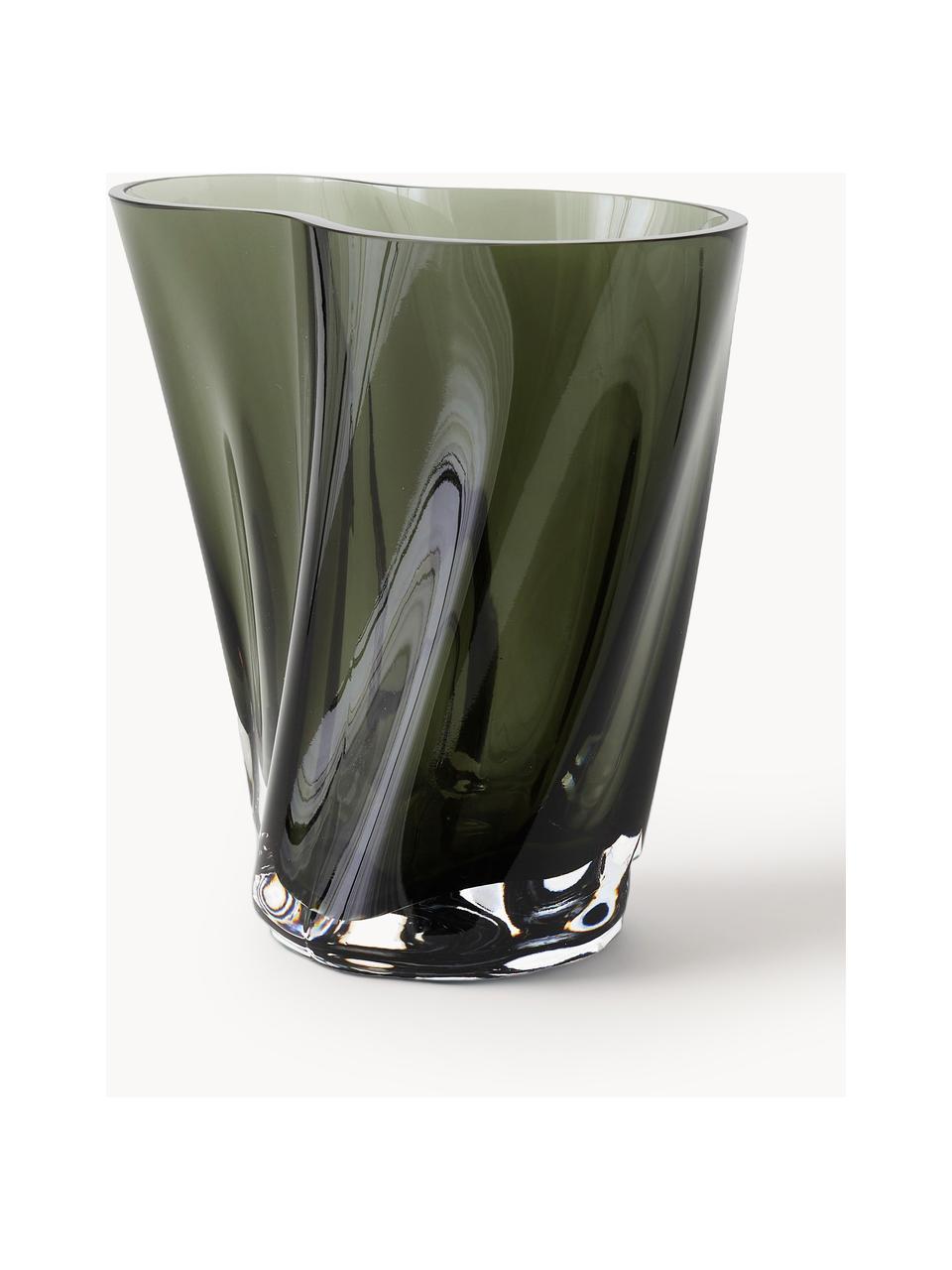 Mundgeblasene Glas-Vase Aer, H 19 cm, Glas, Hellgrau, transparent, B 18 x H 19 cm