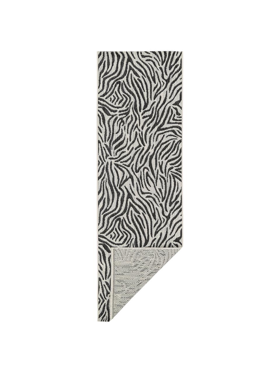 Passatoia da interno-esterno Exotic, Retro: poliestere, Bianco crema, nero, Larg. 80 x Lung. 250 cm