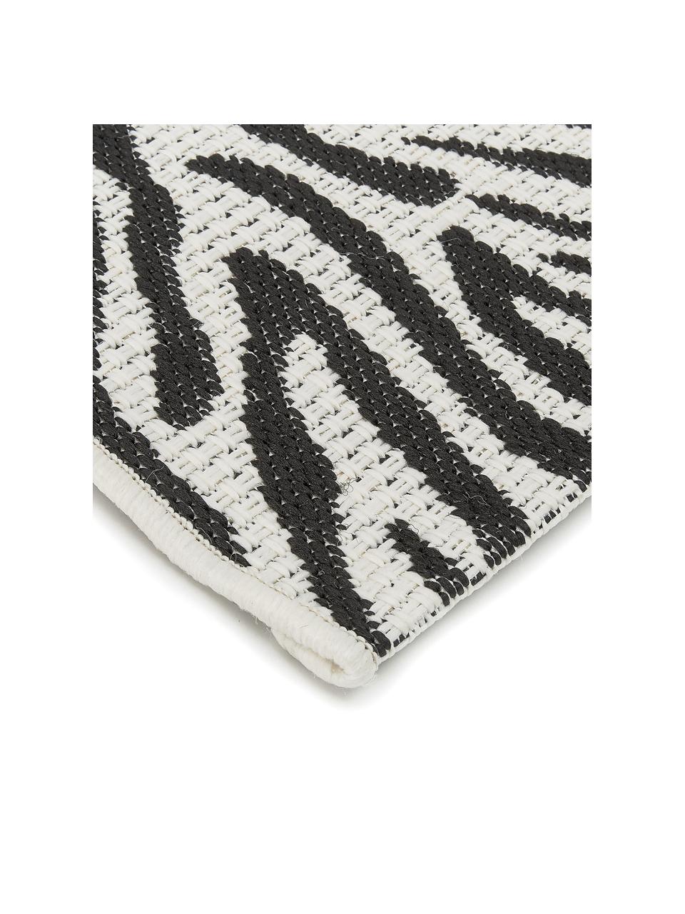 Tapis de couloir outdoor imprimé zèbre Exotic, Blanc crème, noir