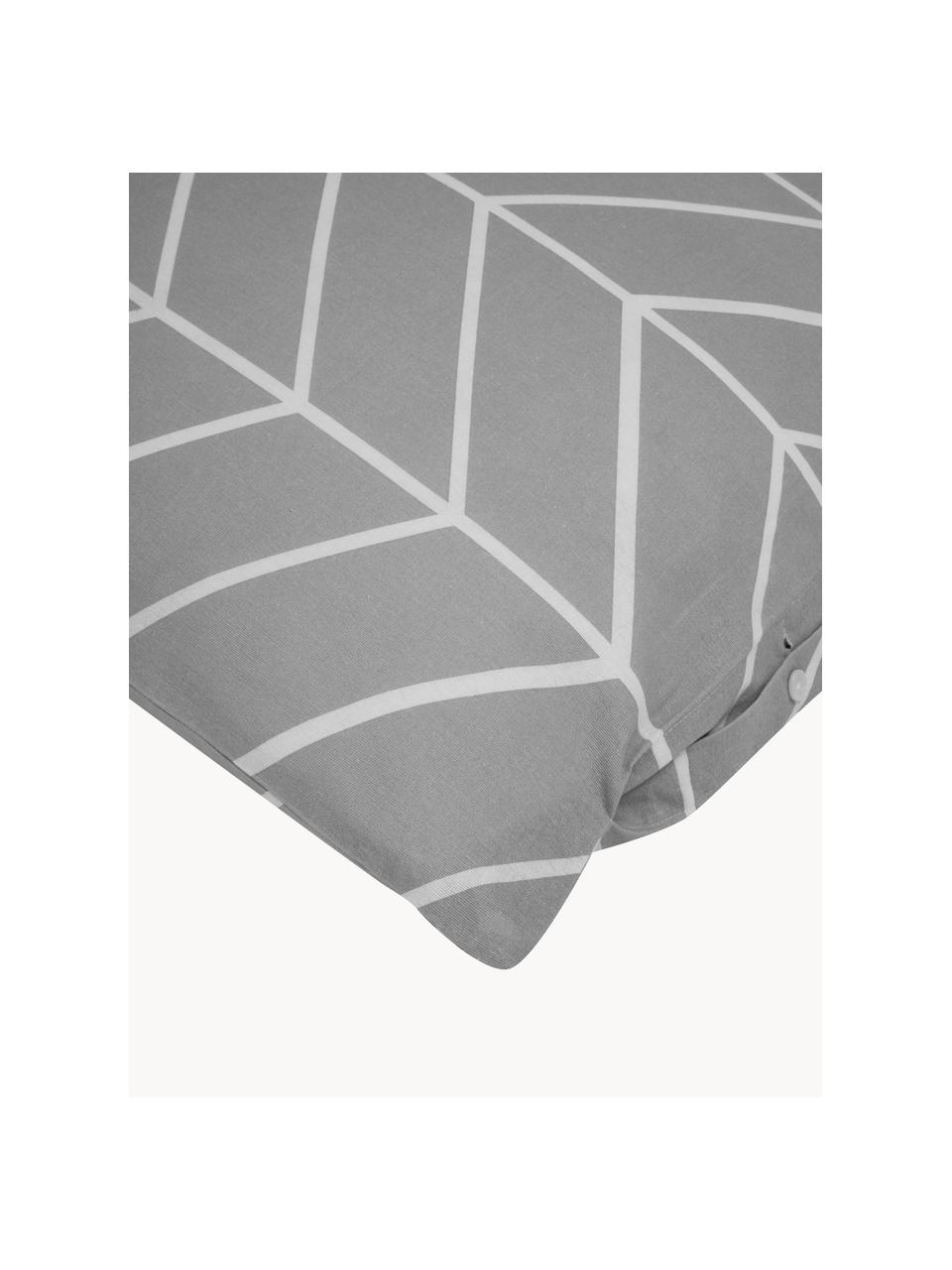 Flanelová posteľná bielizeň s grafickým vzorom Yule, Sivá, biela, 135 x 200 cm + 1 vankúš 80 x 80 cm