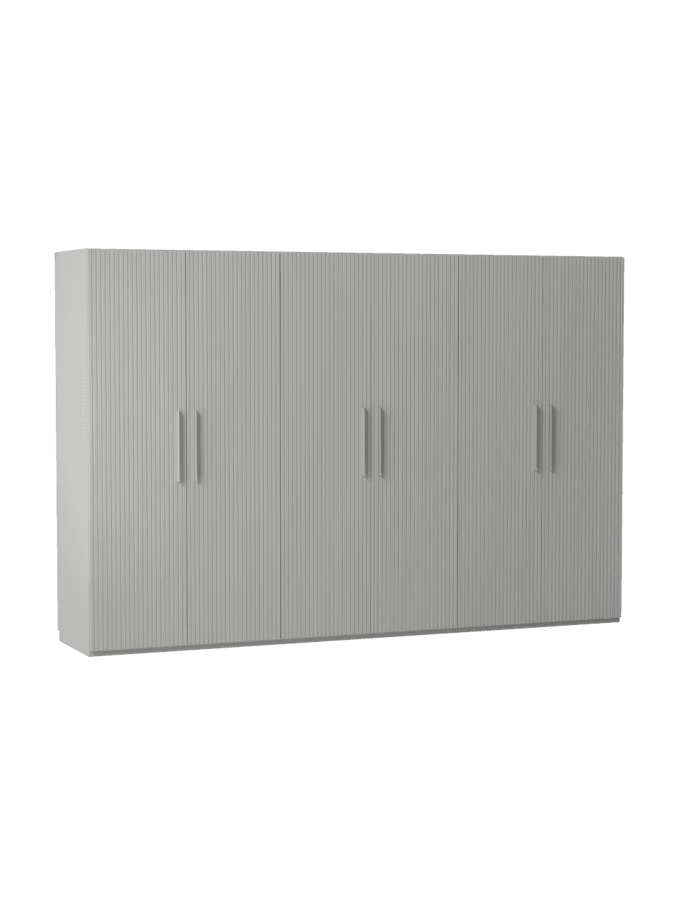 Modularer Drehtürenschrank Simone, 300 cm Breite, mehrere Varianten, Korpus: Spanplatte, FSC-zertifizi, Holz, Grau, Basic Interior, Höhe 200 cm