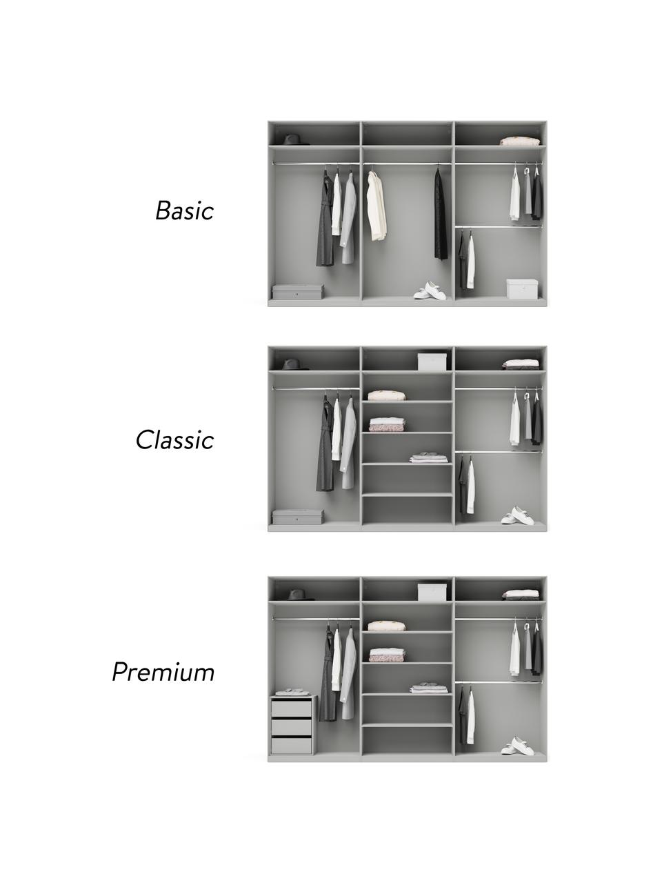 Modularer Drehtürenschrank Simone, 300 cm Breite, mehrere Varianten, Korpus: Spanplatte, FSC-zertifizi, Holz, Grau, Basic Interior, B 300 x H 200 cm