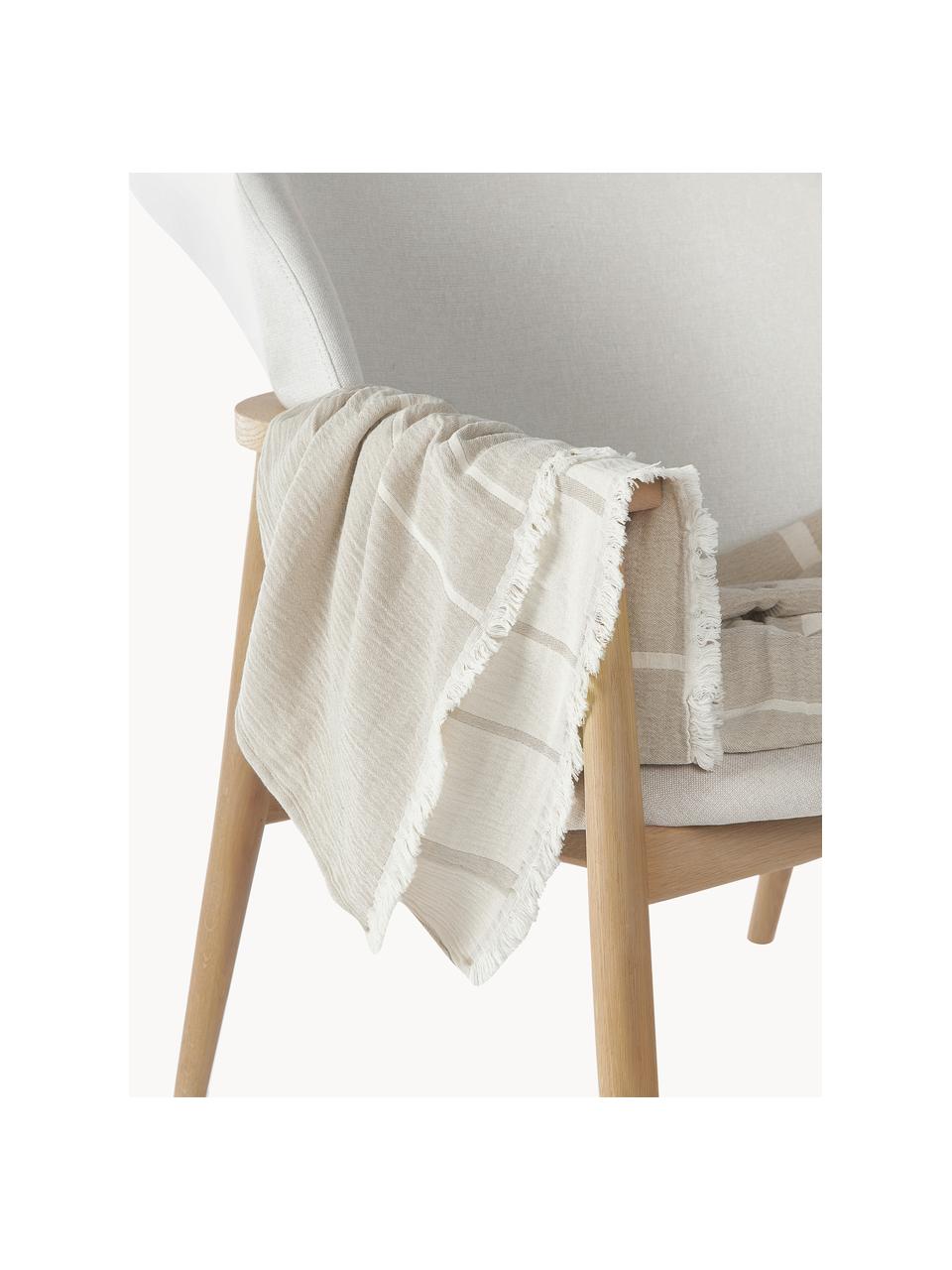 Colcha doble cara de algodón Architecture, 100% algodón, Beige claro, blanco crema, An 130 x Al 180 cm