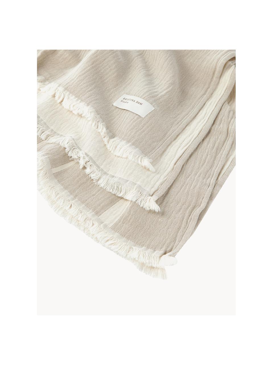 Colcha doble cara de algodón Architecture, 100% algodón, Beige claro, blanco crema, An 130 x Al 180 cm
