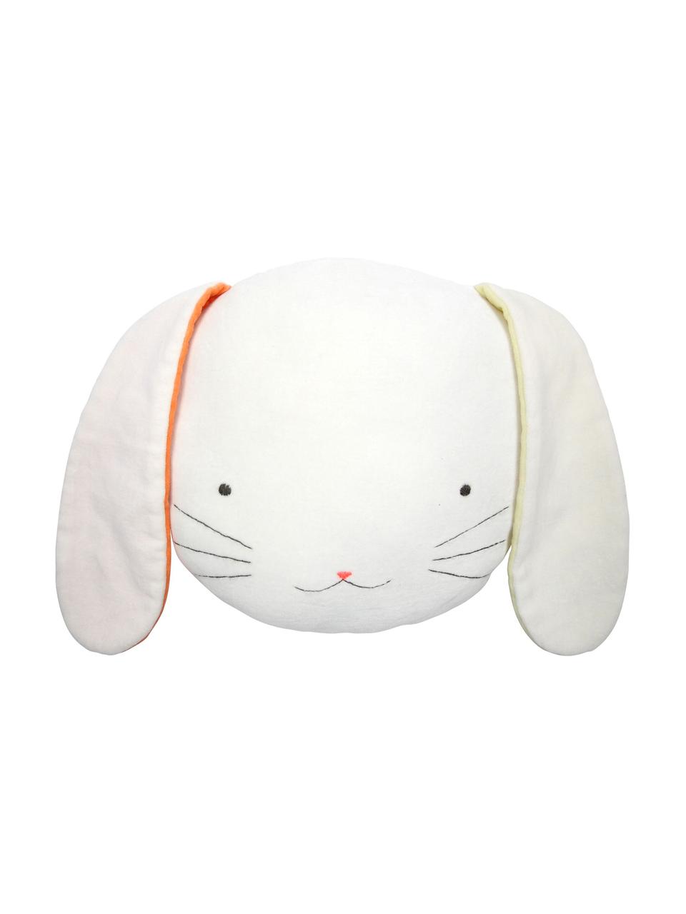Kuschelkissen Bunny, Bezug: Baumwollsamt, Weiß, Gelb, Orange, Schwarz, 26 x 20 cm