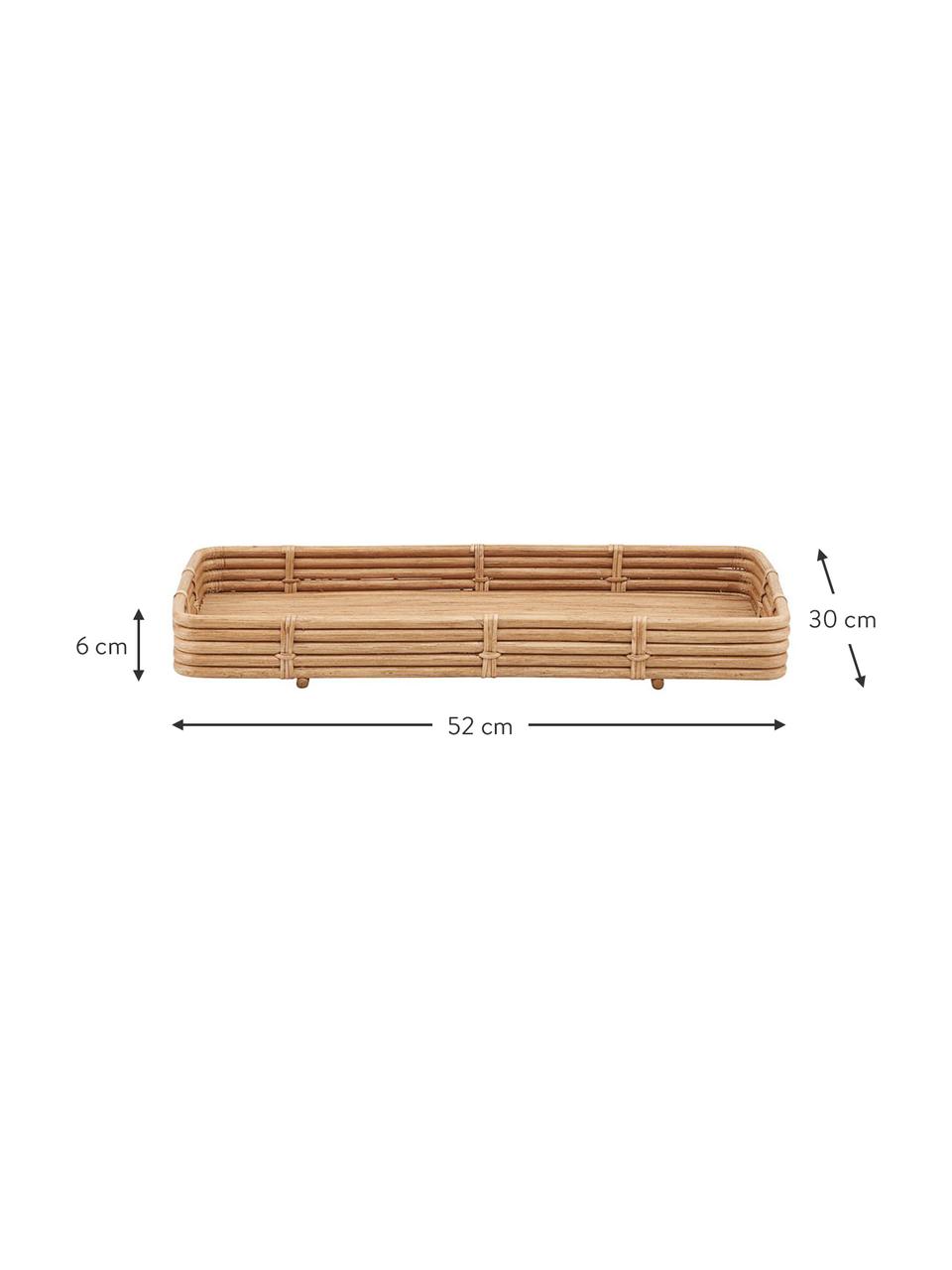 Handgemachtes Rattan-Tablett Orga, L 52 x B 30 cm, Rattan, Rattan, L 52 x B 30 cm