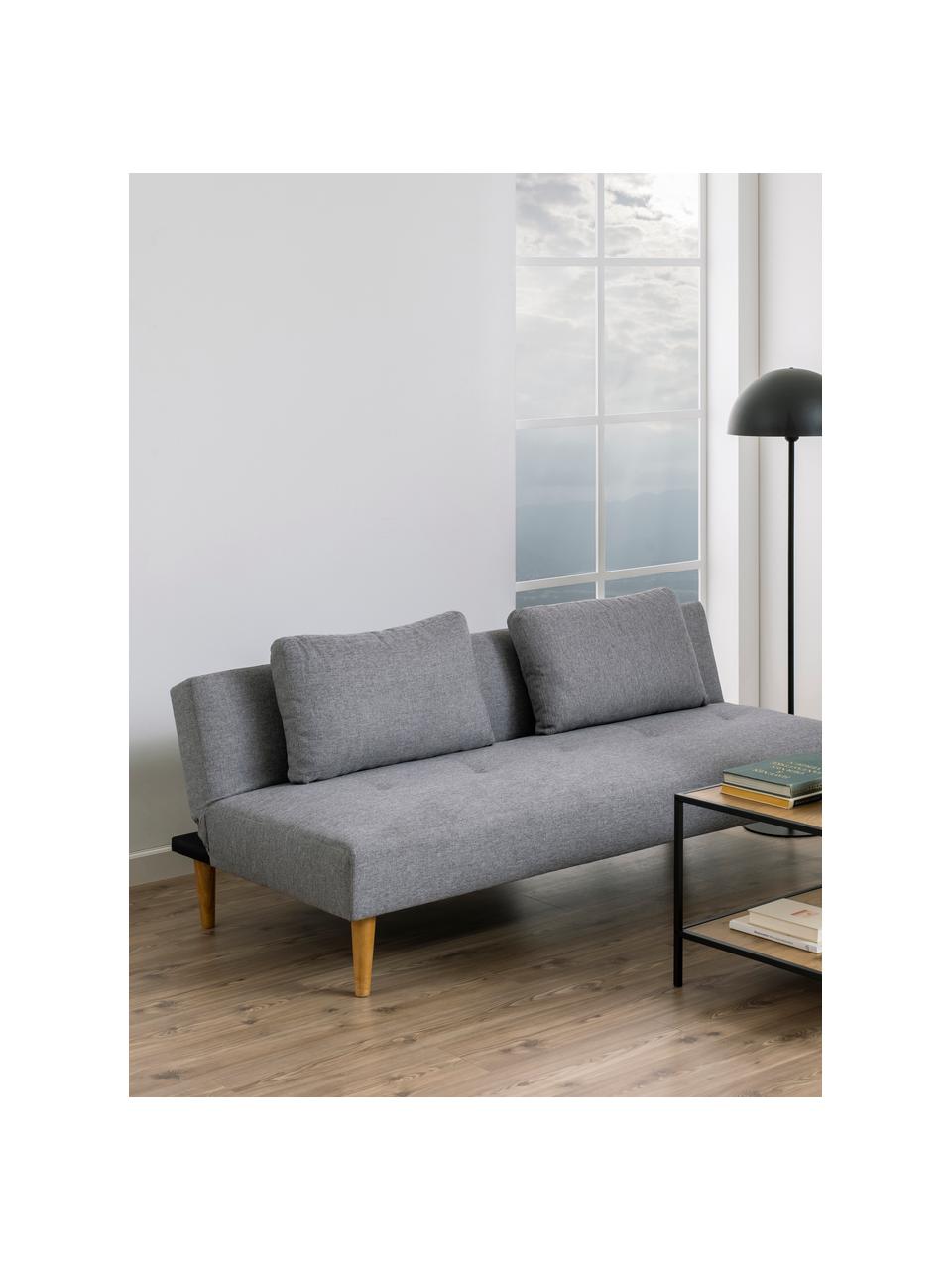 Divano letto 2 posti in tessuto grigio Lucca, Rivestimento: 100% poliestere Il rivest, Piedini: legno di albero della gom, Grigio, Larg. 180 x Prof. 86 cm