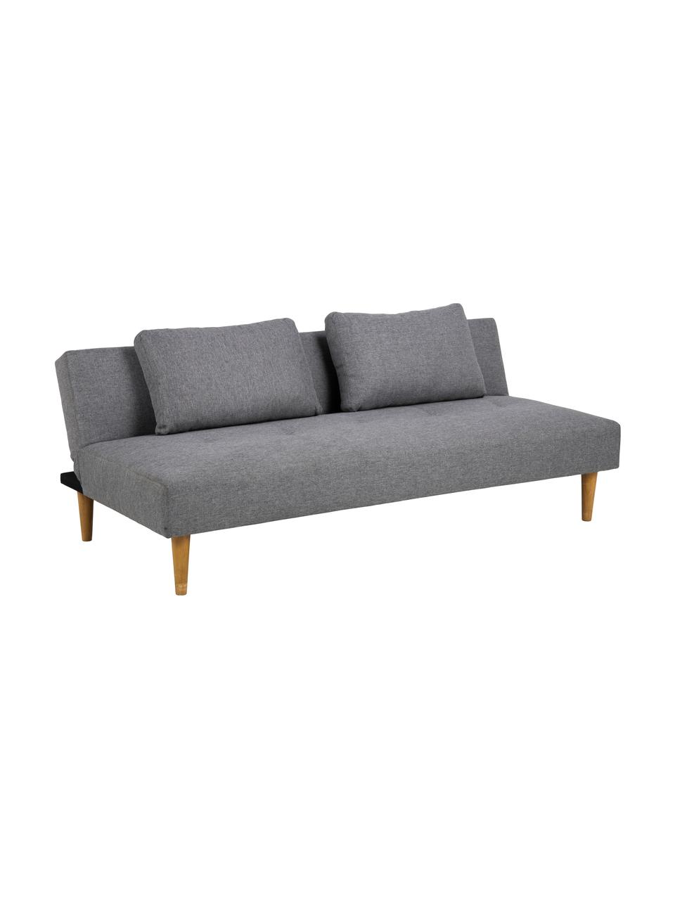 Divano letto 2 posti in tessuto grigio Lucca, Rivestimento: 100% poliestere Il rivest, Piedini: legno di albero della gom, Grigio, Larg. 180 x Prof. 86 cm