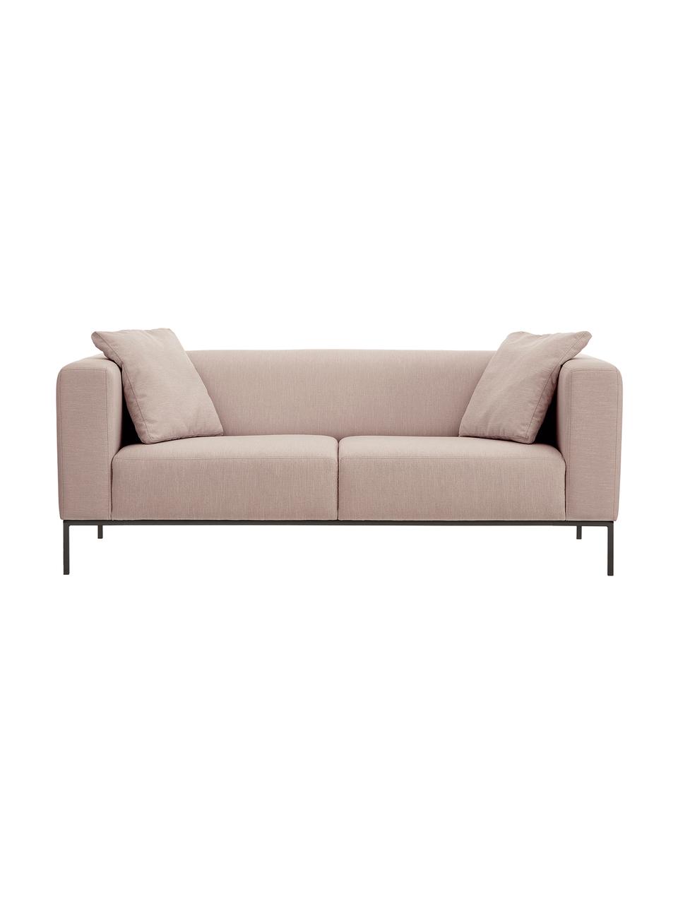 Sofa Carrie (3-Sitzer) in Altrosa mit Metall-Füssen, Bezug: Polyester 50.000 Scheuert, Gestell: Spanholz, Hartfaserplatte, Webstoff Altrosa, B 202 x T 86 cm