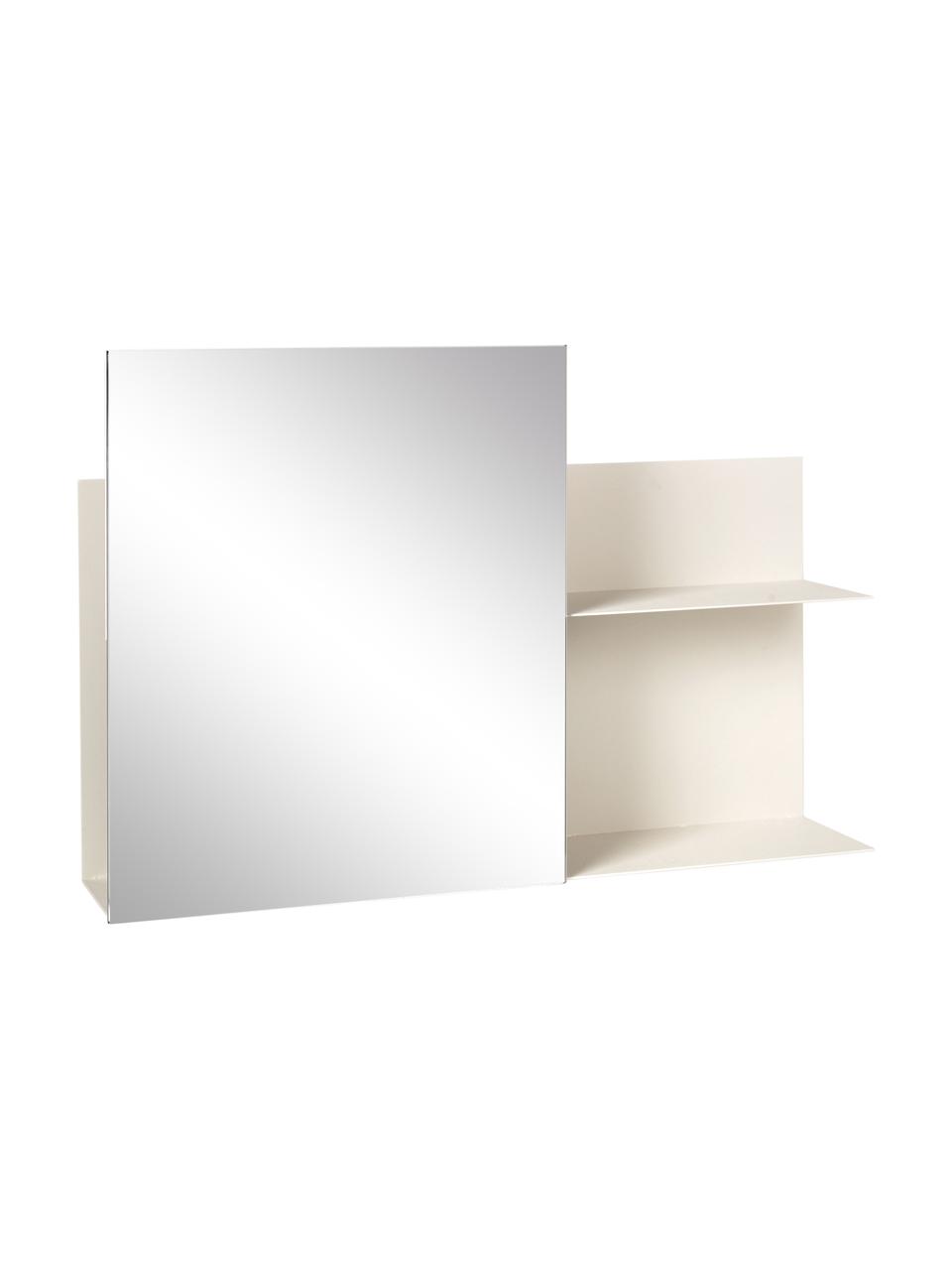 Étagère murale métal avec miroir Svante, Crème