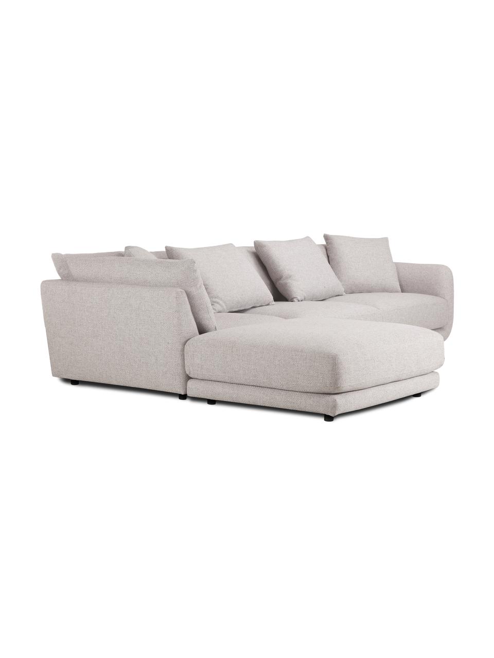 Divano componibile 3 posti in tessuto grigio chiaro Jasmin, Rivestimento: 100% poliestere Il rivest, Struttura: legno massiccio di abete , Piedini: plastica, Tessuto grigio chiaro, Larg. 300 x Alt. 84 cm