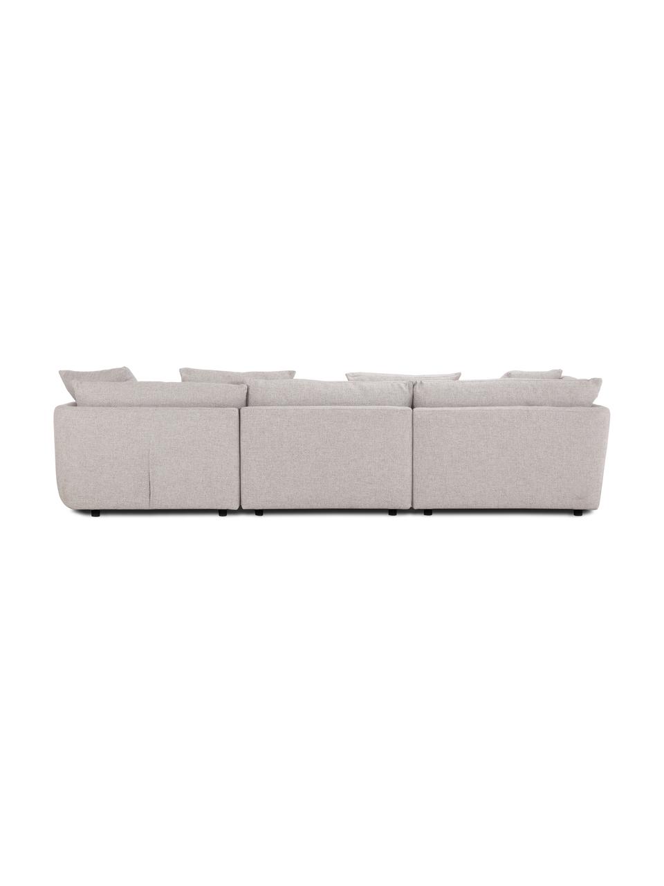 Modulares Sofa Jasmin (3-Sitzer) mit Hocker in Hellgrau, Bezug: 100% Polyester Der hochwe, Gestell: Massives Fichtenholz FSC-, Füße: Kunststoff, Webstoff Hellgrau, B 300 x H 84 cm