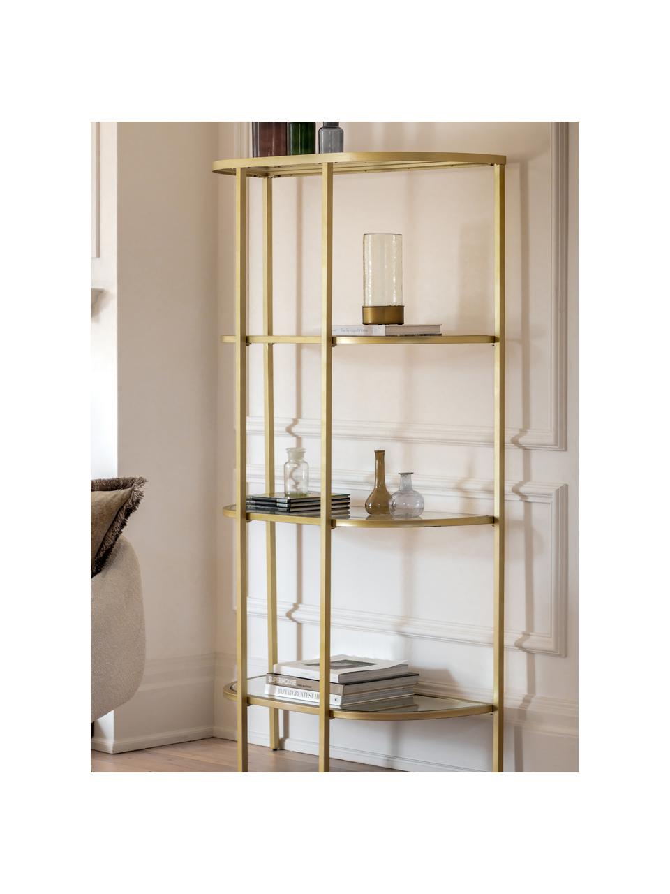 Kovový regál Hudson, Zlatá, transparentní, Š 100 cm, V 175 cm