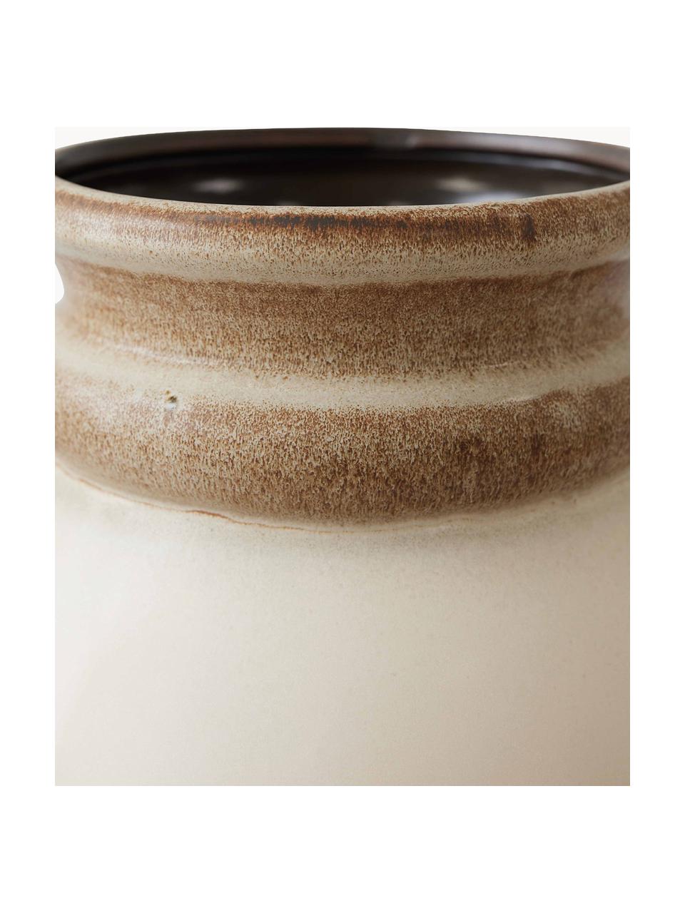 Vaso in ceramica fatto a mano Grand, alt. 44 cm, Ceramica, Tonalità marroni, bianco latte, Ø 36 x Alt. 44 cm