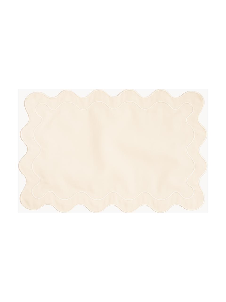 Manteles individuales Wave, 4 uds., 65% poliéster, 35% algodón, Amarillo sol, blanco crema, An 35 x L 50 cm