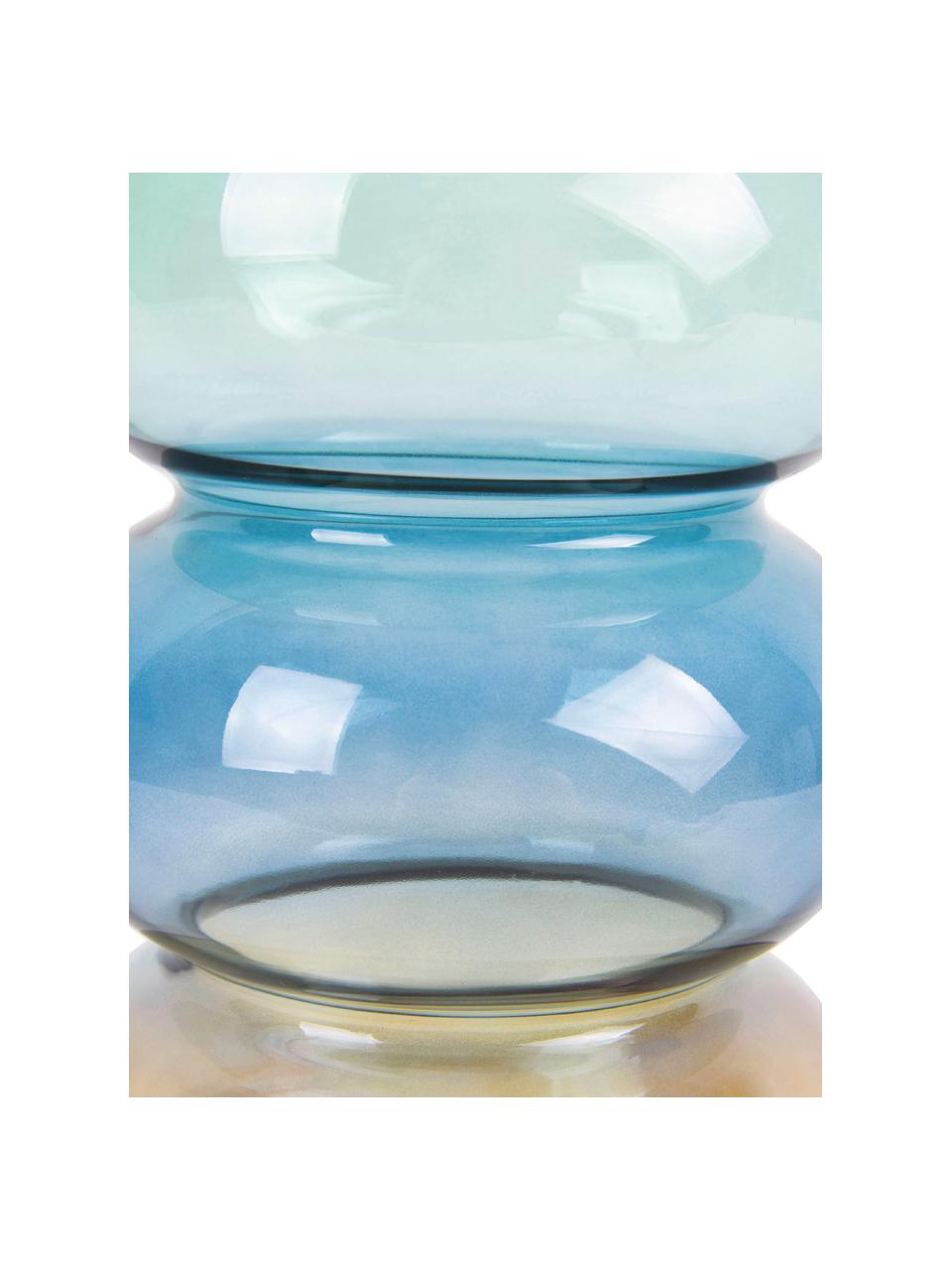 Mungeblasene Glasvase Winter Dream, Glas, Braun, Blau, Grün, Ø 14 x H 28 cm