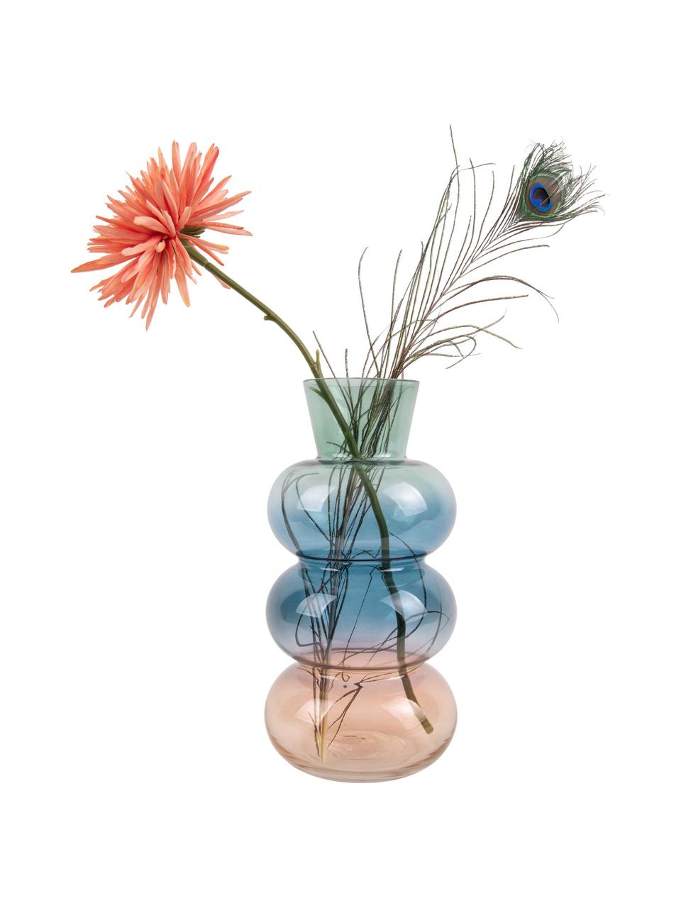 Vase en verre soufflé Winter Dream, Brun, bleu, vert