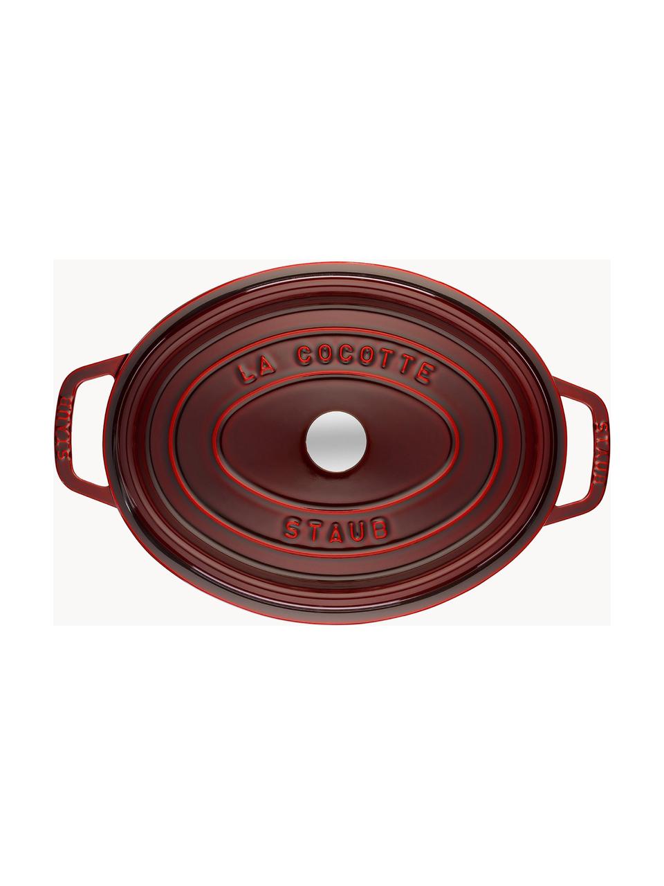 Casseruola ovale in ghisa La Cocotte, Ghisa smaltata, Rosso vino, argentato, Larg. 38 x Alt. 17 cm, 5,5 l