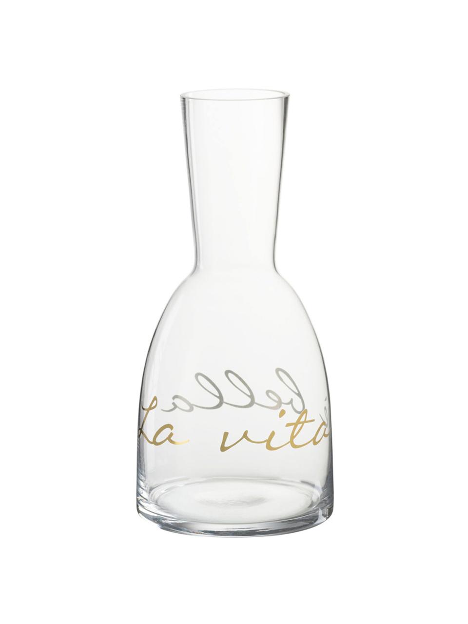 Carafe avec lettrage doré La Vita, Transparent, couleur dorée