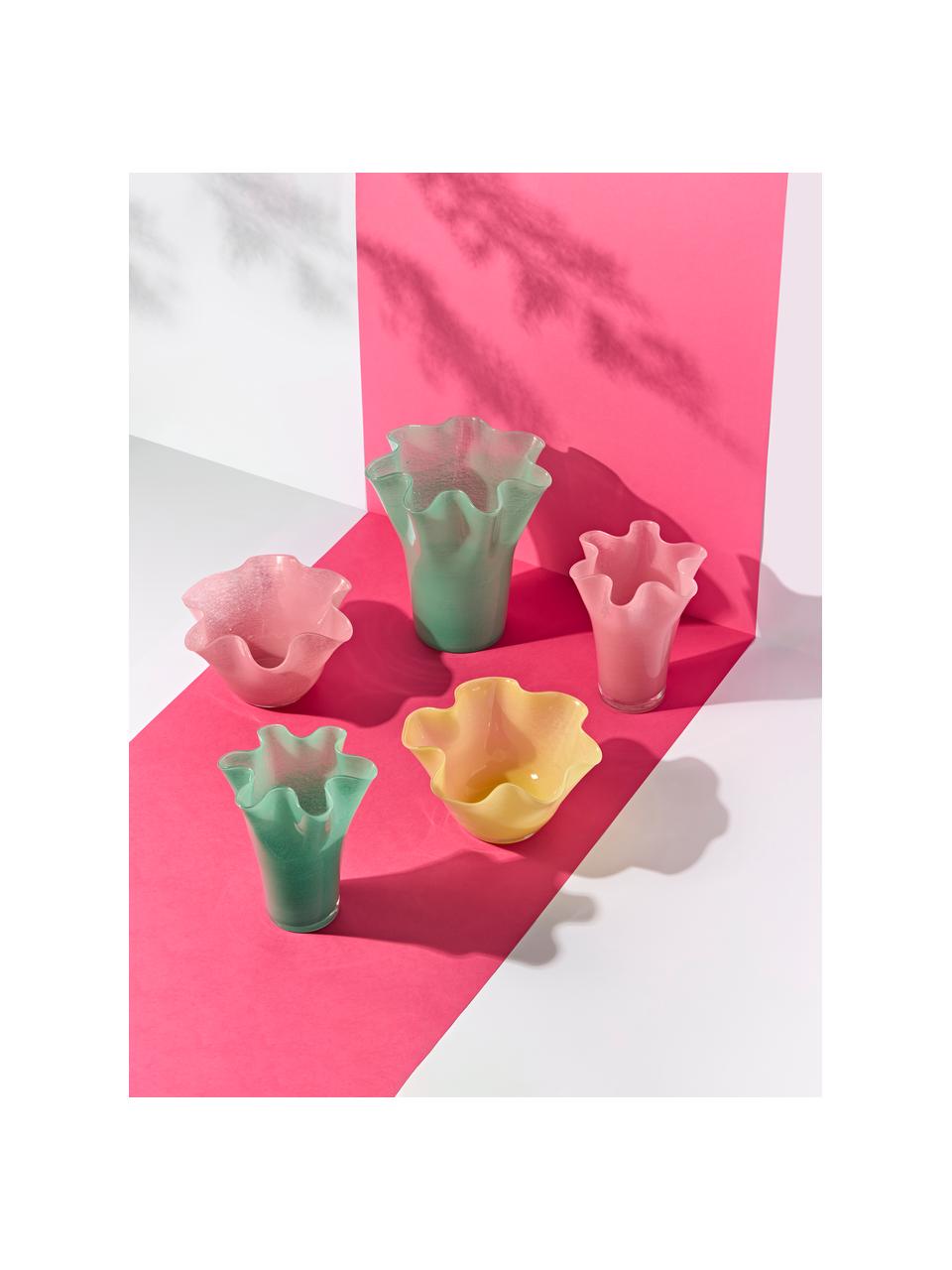 Mondgeblazen glazen decoratieve schaal Inaya, Mondgeblazen glas, Roze, Ø 29 x H 15 cm