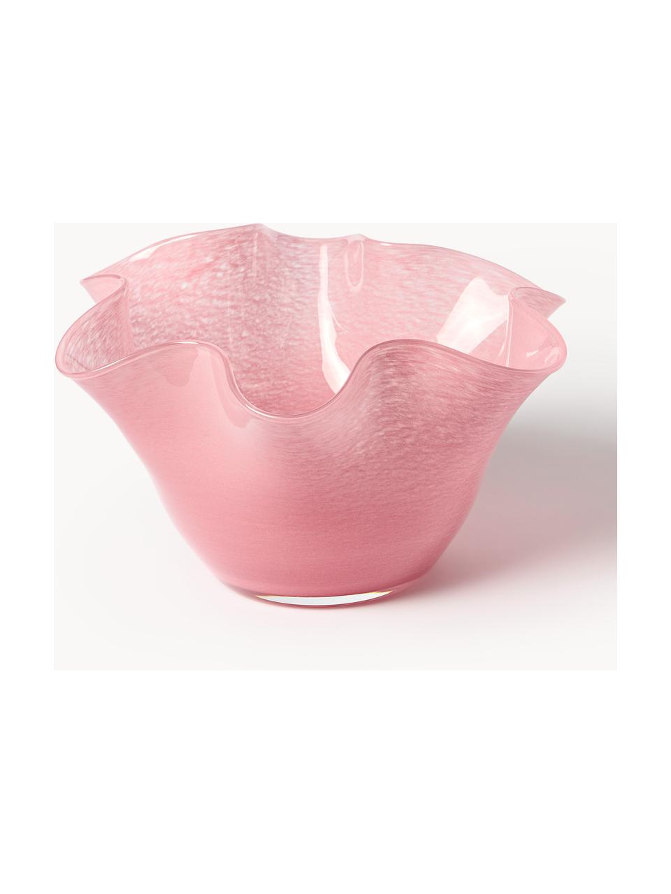 Vaso decorativo in vetro soffiato Inaya, Vetro soffiato, Rosa antico, Ø 29 x Alt. 15 cm