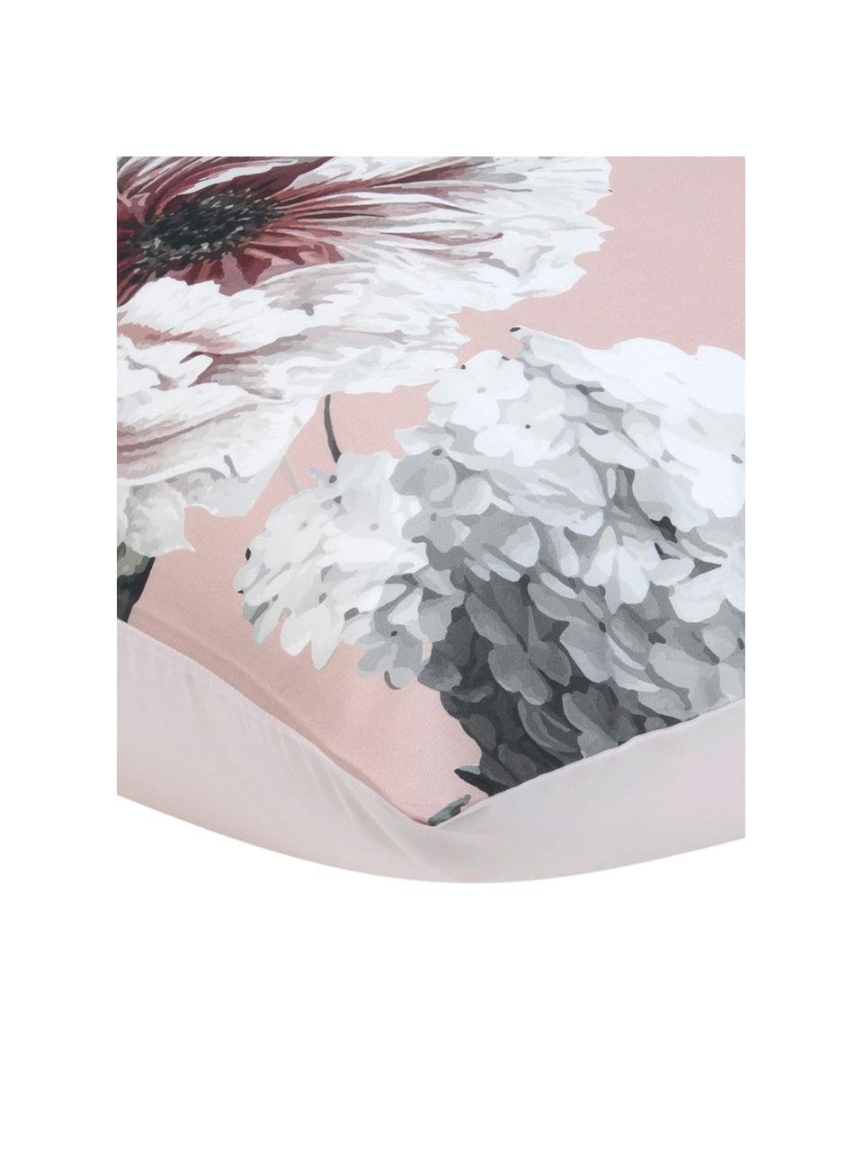 Baumwollsatin-Kissenbezug Blossom, 65 x 65 cm, Webart: Satin Fadendichte 210 TC,, Rosa, B 65 x L 65 cm