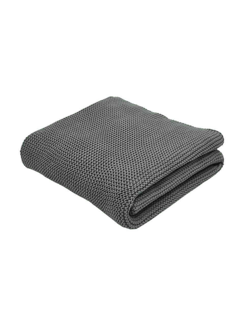 Pletený pléd Adalyn, 100% bavlna, s certifikátem GOTS, Zelená, Š 150 cm, D 200 cm