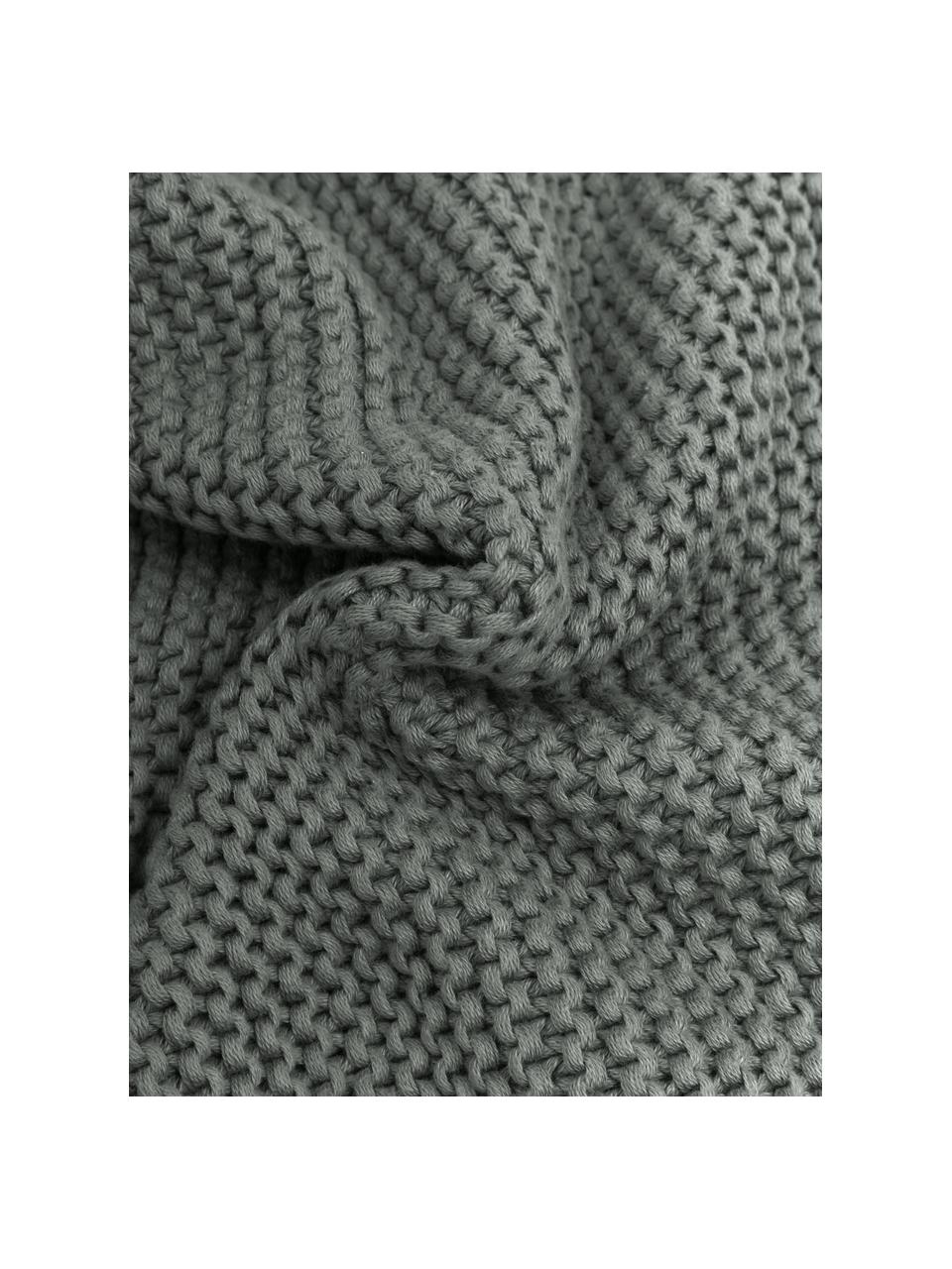 Coperta a maglia Adalyn, 100% cotone organico, certificato GOTS, Verde, Larg. 150 x Lung. 200 cm