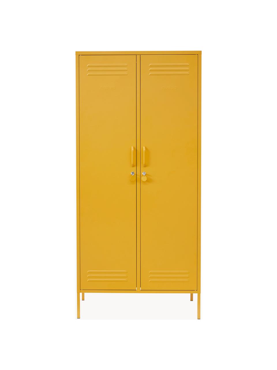 Kleiner Kleiderschrank The Twinny, Stahl, pulverbeschichtet, Senfgelb, B 85 x H 183 cm