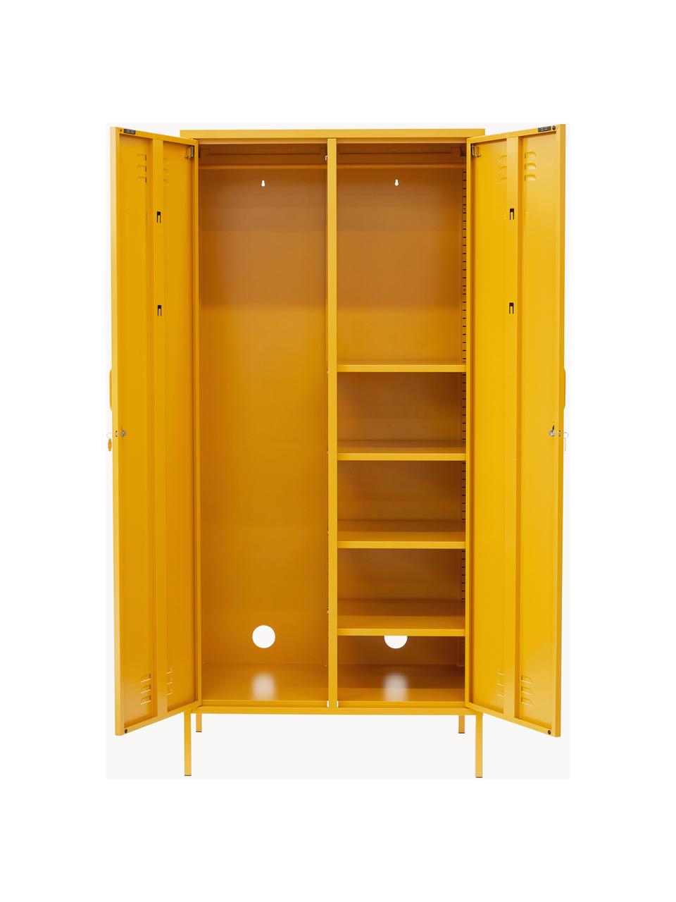 Malá šatní skříň The Twinny, Ocel s práškovým nástřikem, Hořčicově žlutá, Š 85 cm, V 183 cm