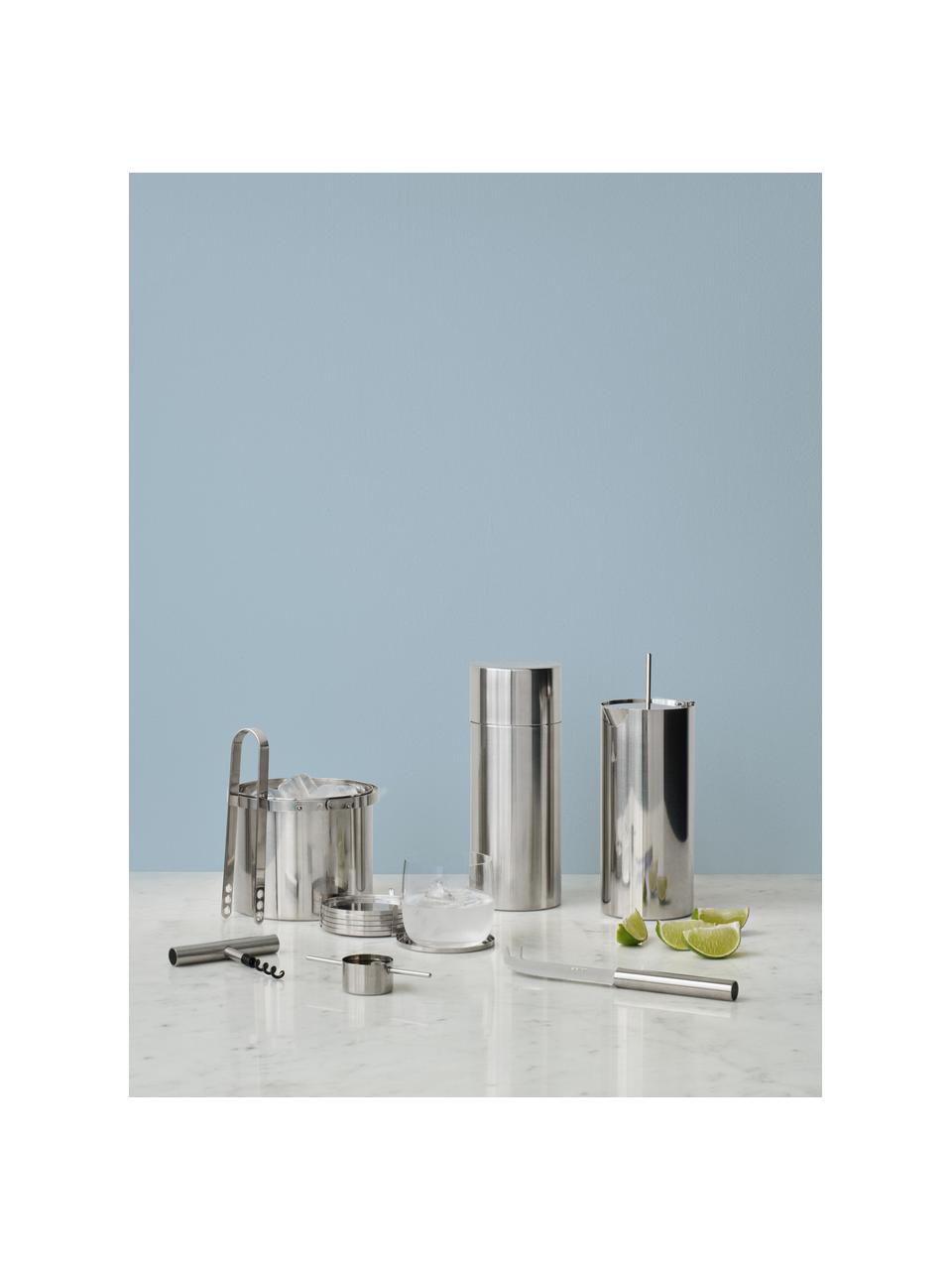 Komplet podstawek ze stojakiem Arne Jacobsen, 6 elem., Stal szlachetna, Odcienie srebrnego, Ø 9 cm