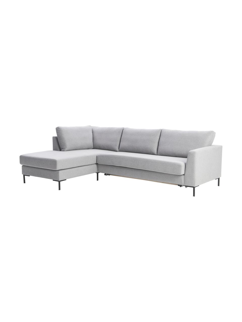 Schlafsofa Luna (3-Sitzer) mit Matratze, Bezug: 100% Polyester, Oeko-Tex , Gestell: Massives Buchenholz, Schi, Füße: Metall, galvanisiert, Webstoff Grau, B 270 x T 184 cm, Eckteil rechts