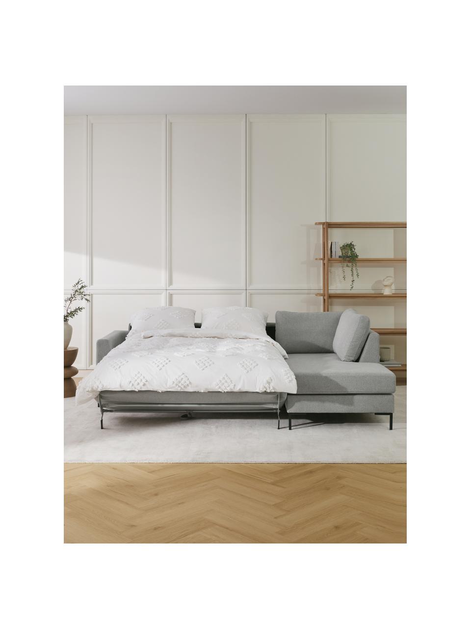 Pohovka na spanie s kovovými nohami Luna, Svetlosivá, Š 270 x H 184 cm, ľavé rohové prevedenie
