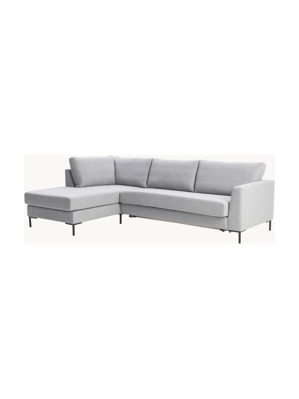 Schlafsofa Luna (3-Sitzer) mit Matratze, Bezug: 100 % Polyester Der strap, Gestell: Massives Buchenholz, Schi, Füße: Metall, galvanisiert Dies, Webstoff Grau, B 270 x T 184 cm, Eckteil rechts