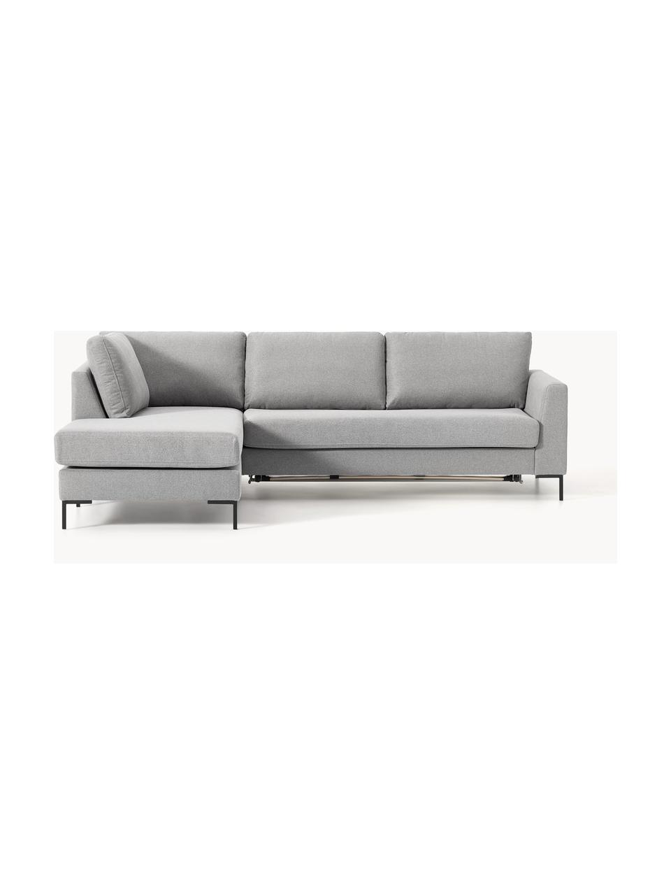 Schlafsofa Luna (3-Sitzer) mit Matratze, Bezug: 100 % Polyester Der strap, Gestell: Massives Buchenholz, Schi, Webstoff Grau, B 270 x T 184 cm, Eckteil rechts