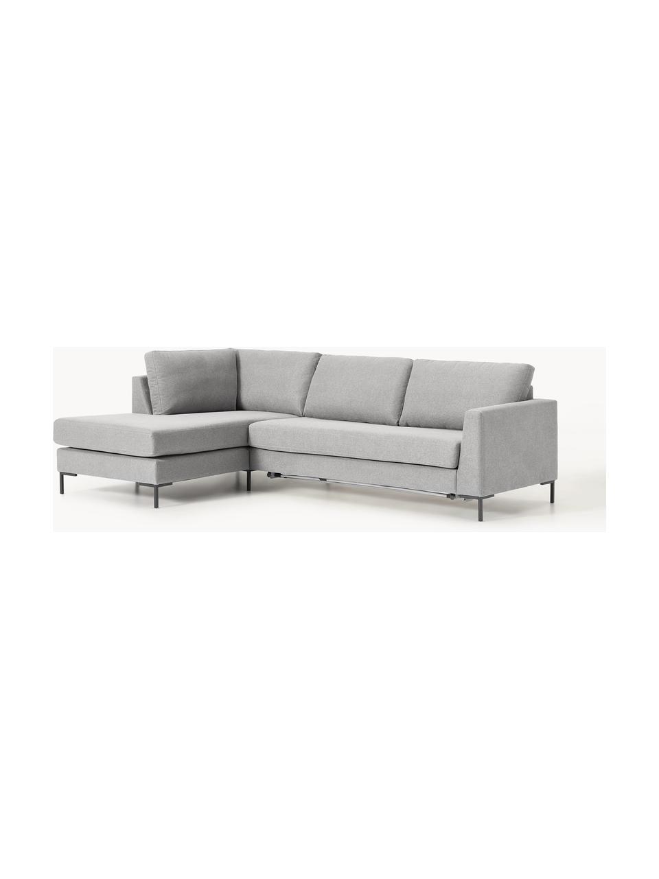 Schlafsofa Luna (3-Sitzer) mit Matratze, Bezug: 100 % Polyester Der strap, Gestell: Massives Buchenholz, Schi, Webstoff Grau, B 270 x T 184 cm, Eckteil rechts