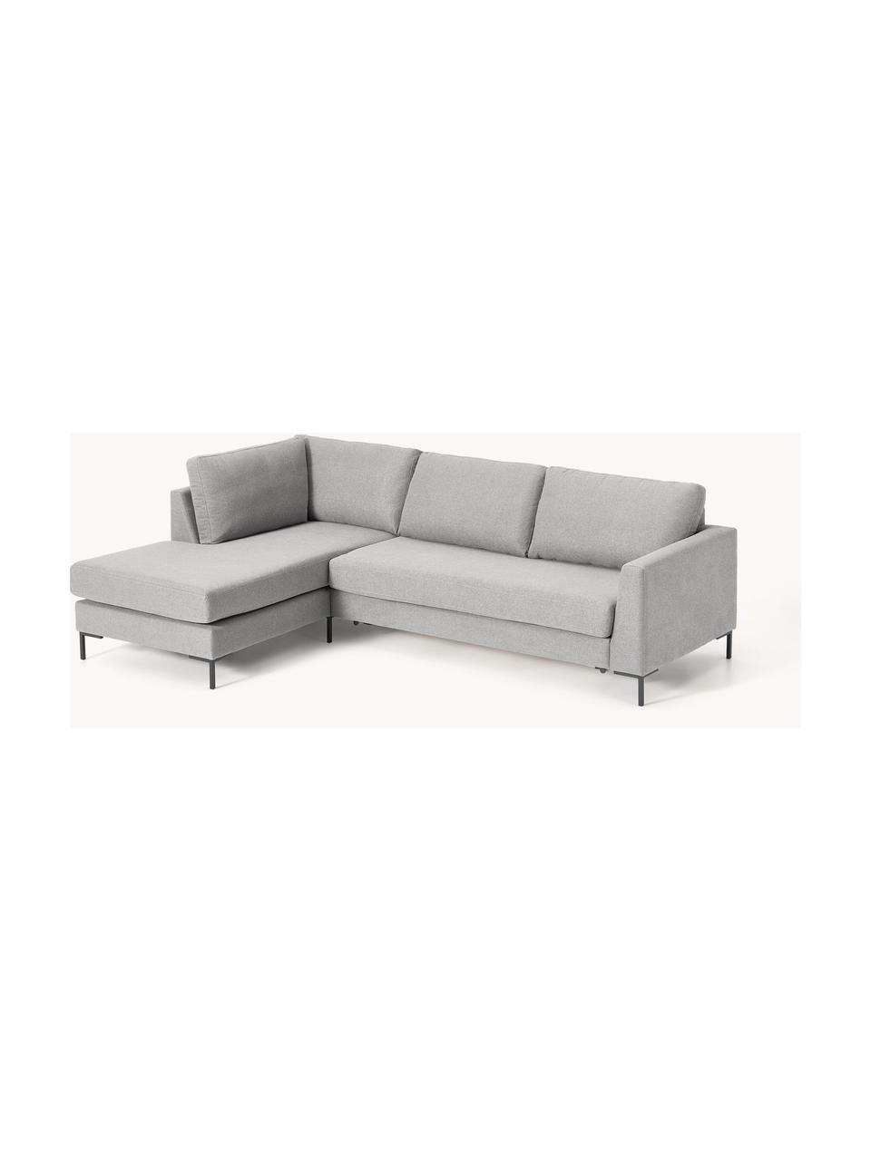 Schlafsofa Luna (3-Sitzer) mit Matratze, Bezug: 100 % Polyester Der strap, Gestell: Massives Buchenholz, Schi, Webstoff Grau, B 270 x T 184 cm, Eckteil rechts