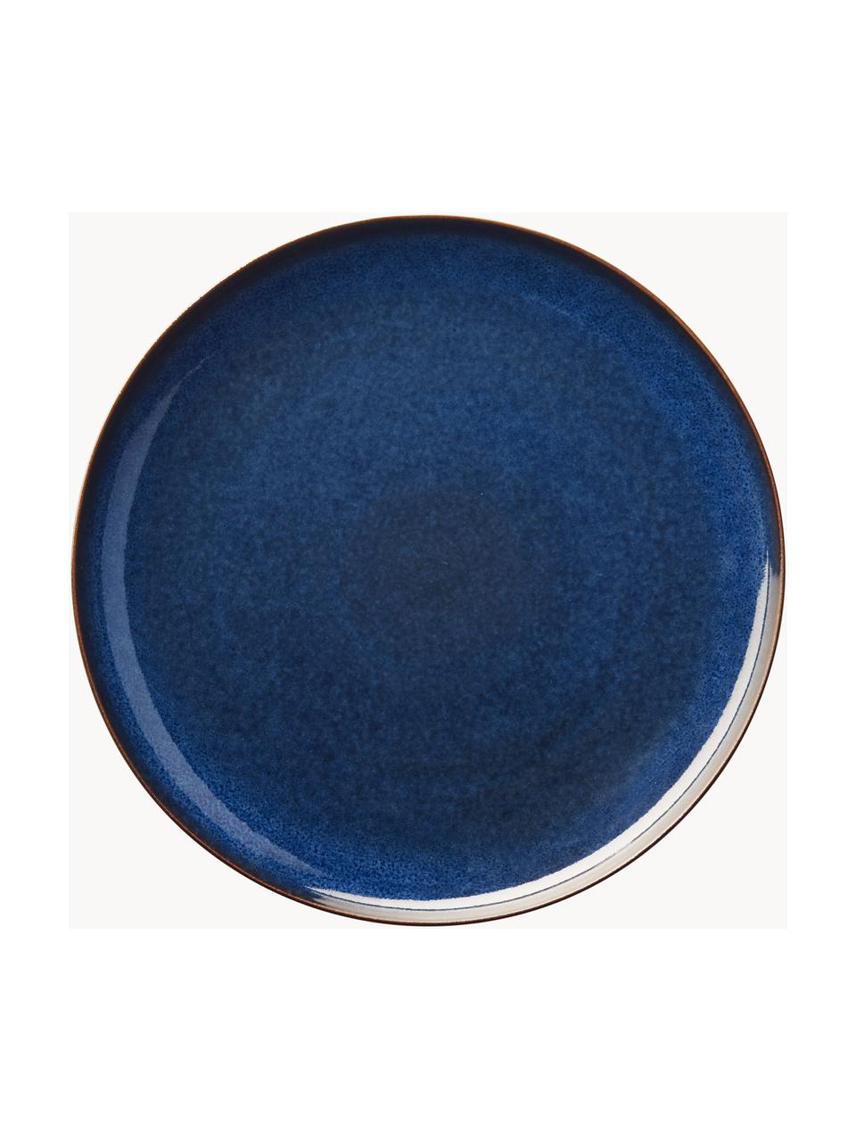 Platos postre Midnight, 6 uds., Cerámica de gres, Azul oscuro brillante, Ø 21 x Al 1 cm