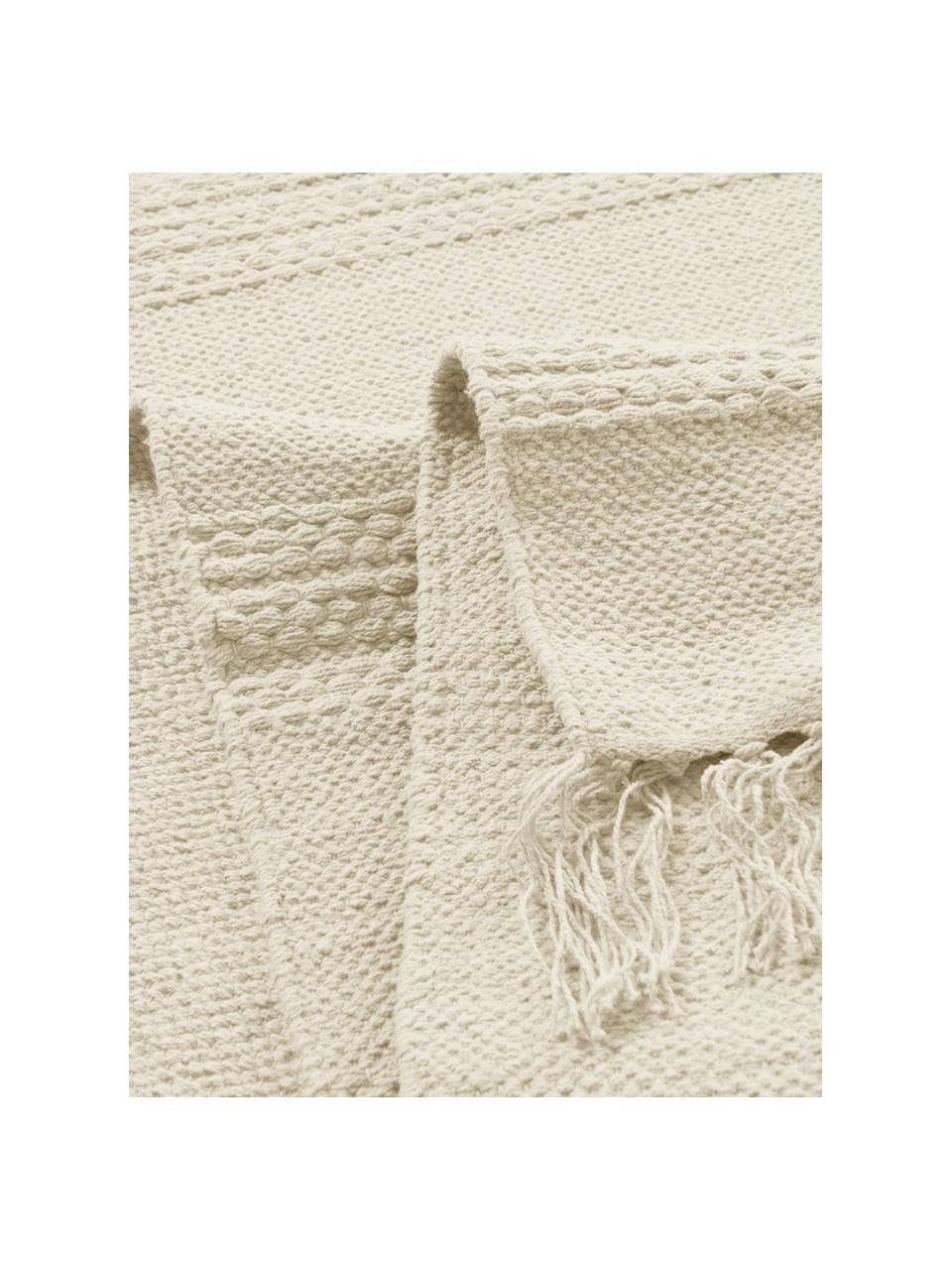 Dywan z bawełny z frędzlami Tanya, 51% poliester, 49% wełna
Włókna dywanów wełnianych mogą nieznacznie rozluźniać się w pierwszych tygodniach użytkowania, co ustępuje po pewnym czasie, Naturalny biały, S 160 x D 230 cm (Rozmiar M)
