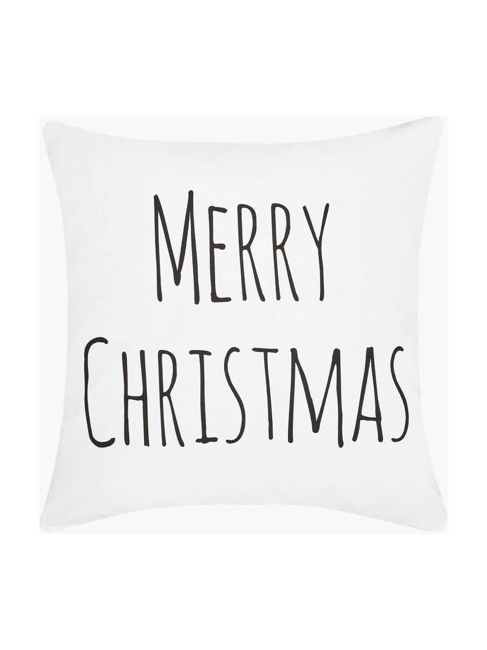 Housse de coussin 40x40 Merry Christmas, Coton, Blanc, larg. 40 x long. 40 cm