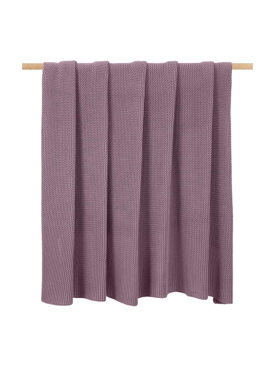 Plaid en tricot Adalyn, 100 % coton bio, certifié GOTS, Lilas, larg. 150 x long. 200 cm