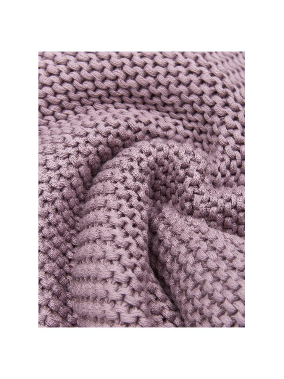 Plaid en tricot Adalyn, 100 % coton bio, certifié GOTS, Lilas, larg. 150 x long. 200 cm