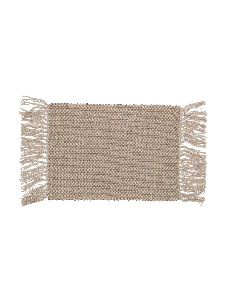 Tovaglietta americana con frange Mala 2 pz, 55% cotone, 45% juta intrecciata, Beige, marrone chiaro, Larg. 35 x Lung. 50 cm