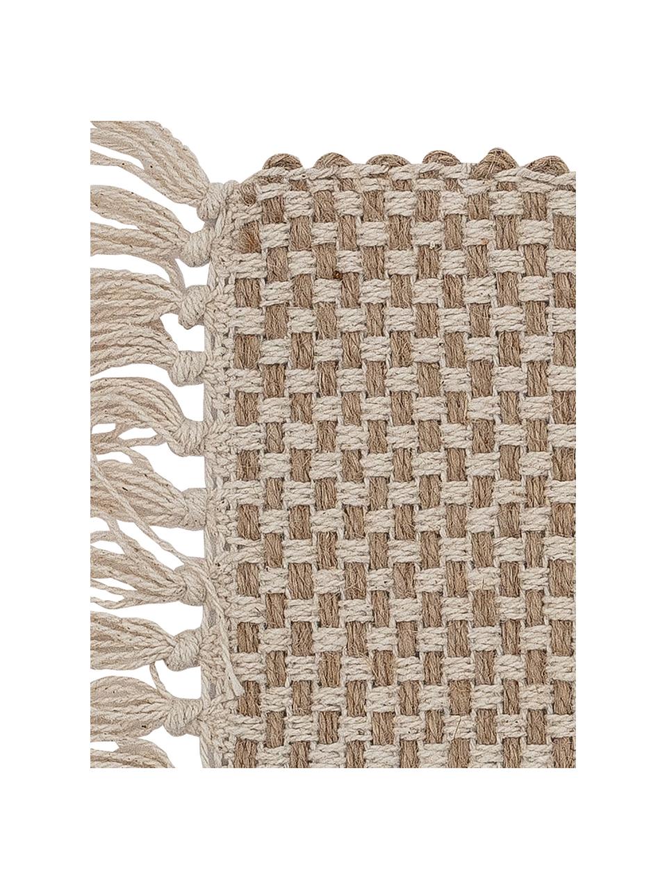 Tischsets Mala mit Fransen, 2 Stück, 55% Baumwolle, 45% Jute, geflochten, Beige, Hellbraun, B 35 x L 50 cm