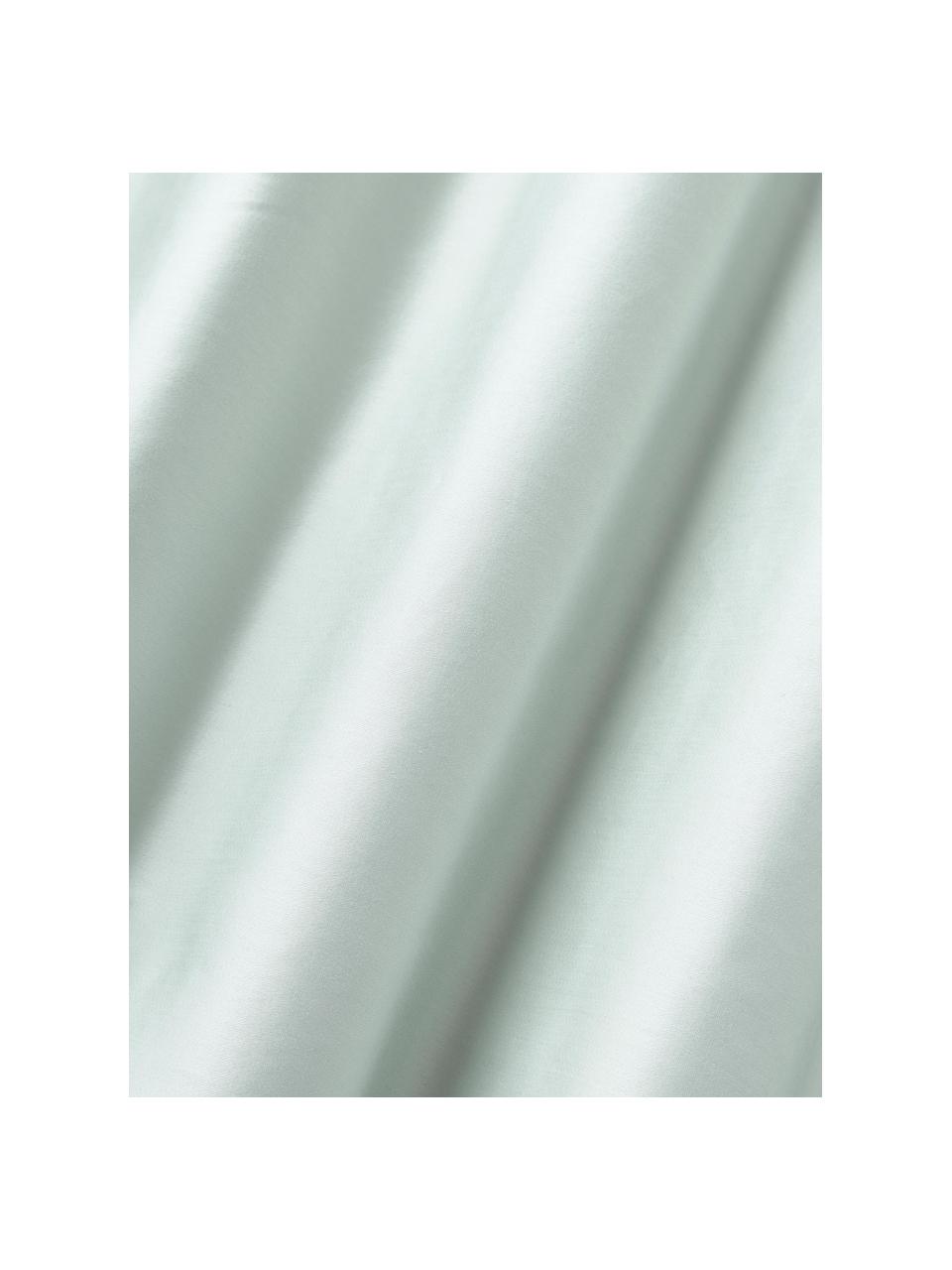 Drap-housse en satin de coton pour sommier tapissier Comfort, Vert sauge, larg. 90 x long. 200 cm, haut. 35 cm