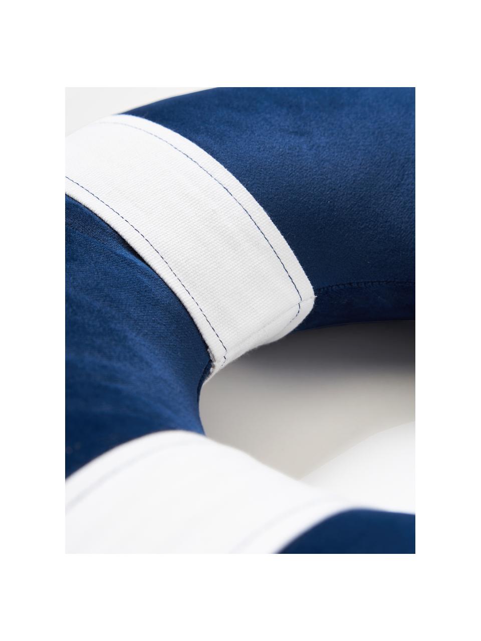 Cuscino rotondo Duffle, Bordo: 100% cotone, Blu, Ø 35 cm