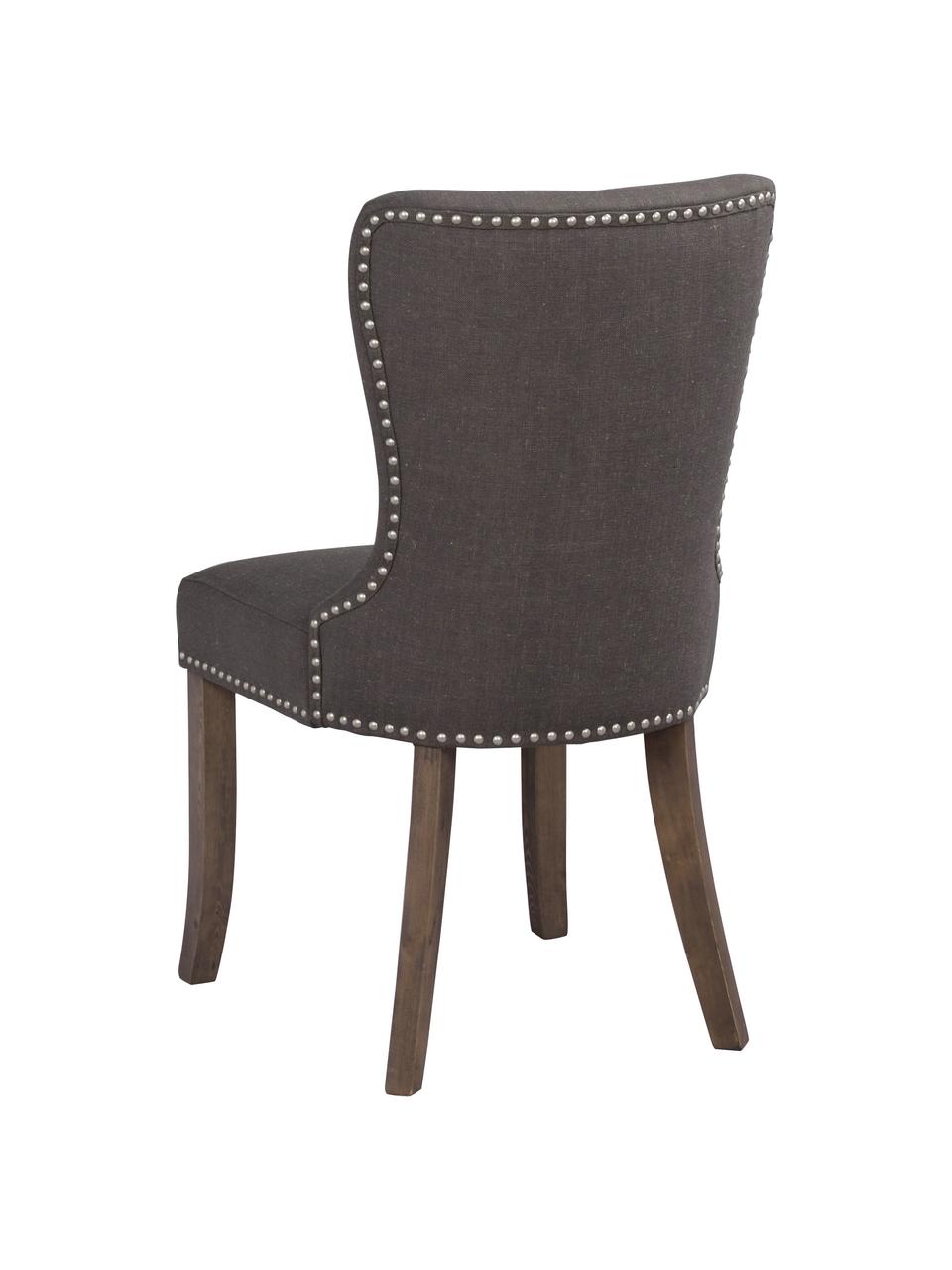 Krzesło tapicerowane Adele, 2 szt., Tapicerka: 85% poliester, 15% len, Nogi: drewno naturalne, Ciemny szary, S 51 x G 102 cm