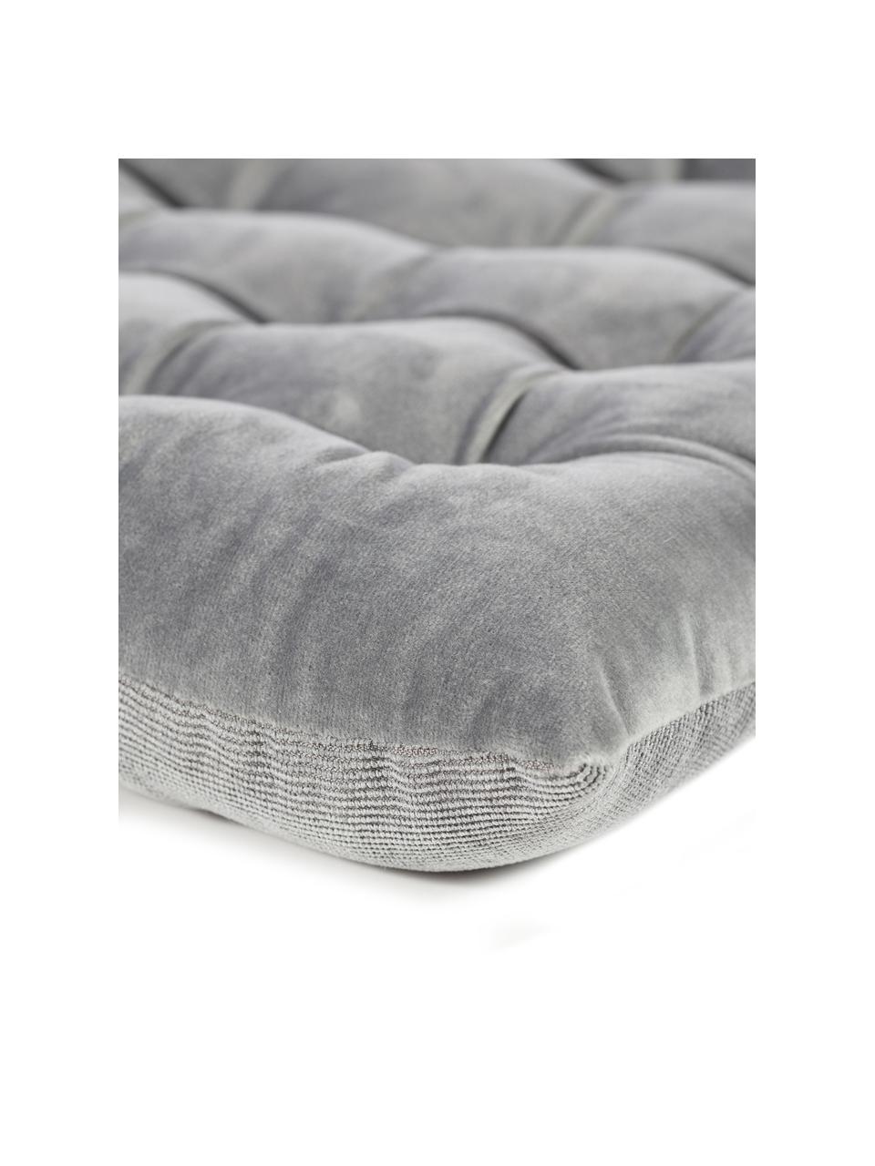 Dubbelzijdig stoelkussen Milana, fluweel/corduroy, Bovenzijde: polyester fluweel, Onderzijde: corduroy (90% polyester, , Grijs, B 40 x L 40 cm