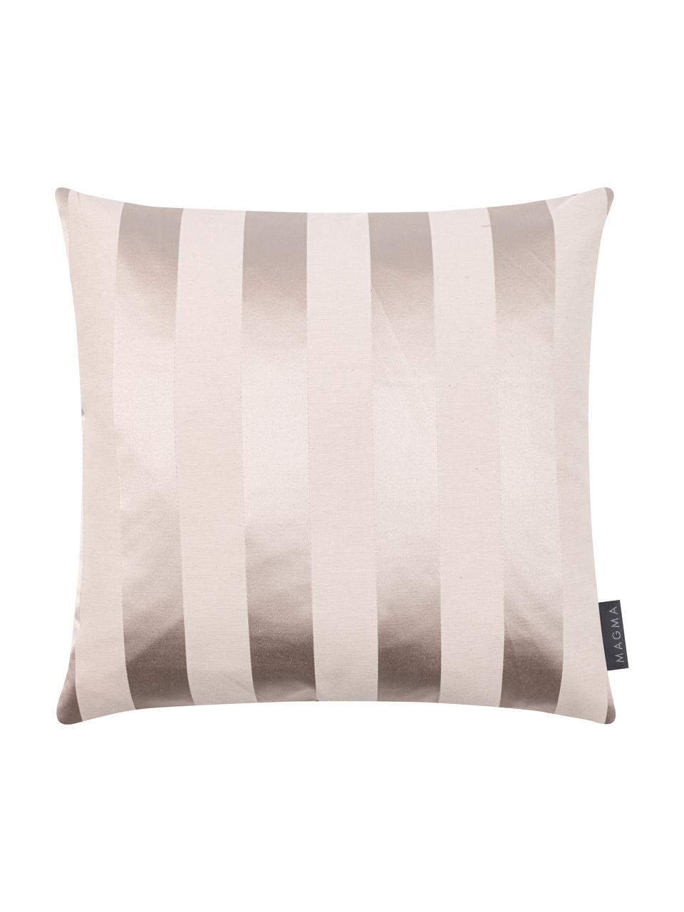 Kussenhoes Sue in beige met glanzende strepen, 70% katoen, 30% polyester, Beige, 40 x 40 cm