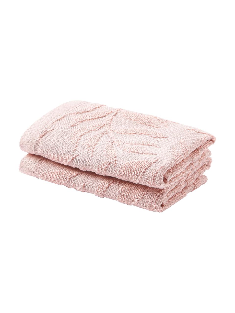 Serviette de toilette en coton Leaf, plusieurs tailles, Rose, Serviettes invité XS, larg. 30 x long. 50 cm , 2 pièces